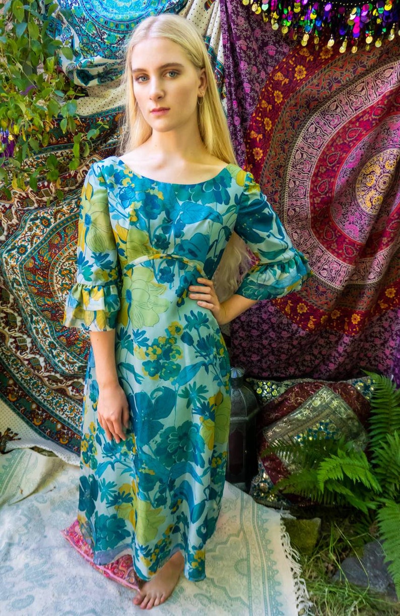 60s Hippie Dress Retro Prom Dress Bohemian Clothes.