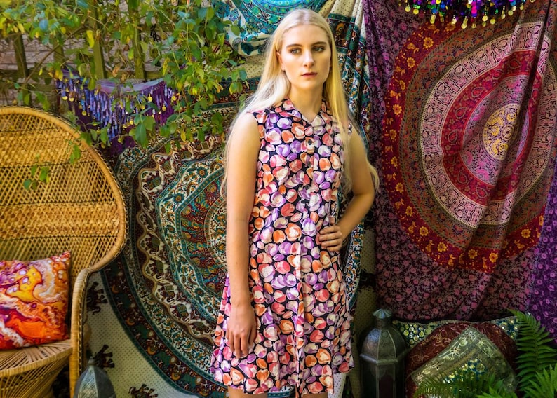 Floral Print Floral Sundress Hippie Clothes Tulip Dress Mini Dress Boho Clothes.