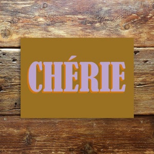 Tarjeta CHERIE, postal, postal, dulce, 10x15 cm
