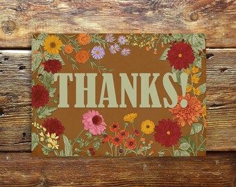 THANKS! kaart, ansichtkaart, postcard, retro, 10x15 cm