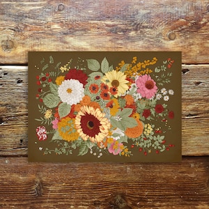 Carte FLOWERS, carte postale, carte postale, 10x15 cm, rétro