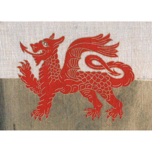 Greeting Card - Vintage Welsh Flag - Red Dragon - Y DDRAIG GOCH - Wales - Cymru