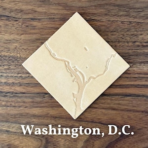 Leren onderzetter met kaart van Washington, DC