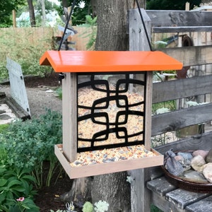 Bird Feeder Retro Style in Mid Mod Bold Orange image 1