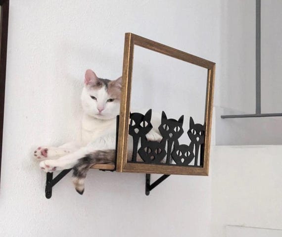 Mid Mod Cat Picture Frame Perch With 2 Steps - Etsy