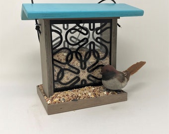 Flower Power Bird Feeder in Surf Blue