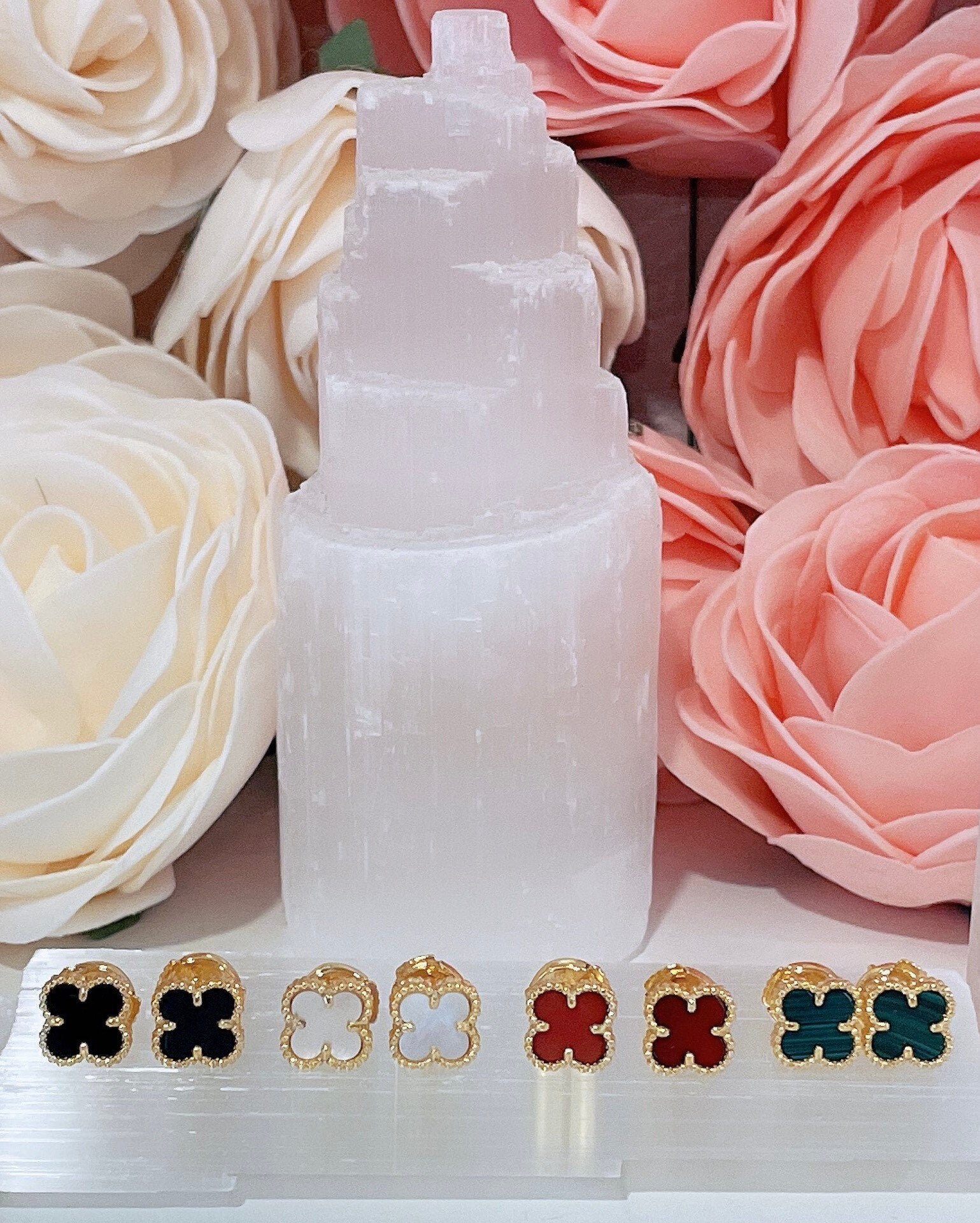 High Quality 18k Gold Plated 925 Sterling Silver 9mm MINI Clover Earr…