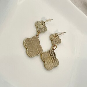 Double Clover Drop Earrings Gold Plated 925 Sterling Silver - Etsy