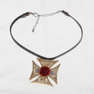 Gothic red gem choker necklace