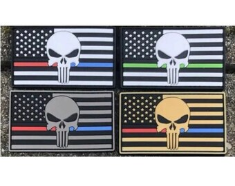 The Thin Red Line DEVGRU Seal Team Punisher American flag 3D PVC Patch 