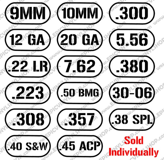 9MM Vinyl Decal Sticker Car Window Wall Bumper Gun Ammo Pistol Home Security