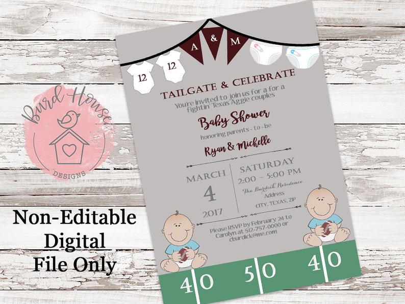 Aggie Football/Tailgate Baby Shower Invitation image 1