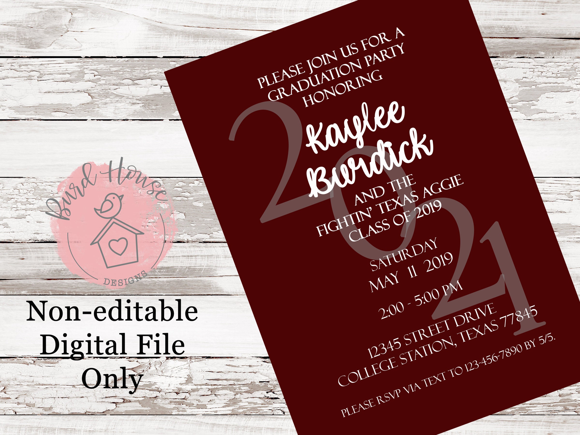 Maroon White Aggie Texas A&M Graduation Invitation - Etsy