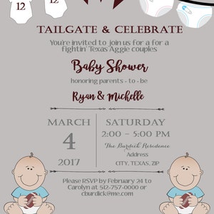 Aggie Football/Tailgate Baby Shower Invitation image 2