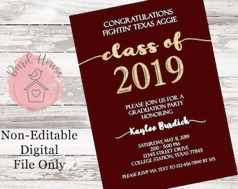 Texas A&m Party Invitation - Etsy