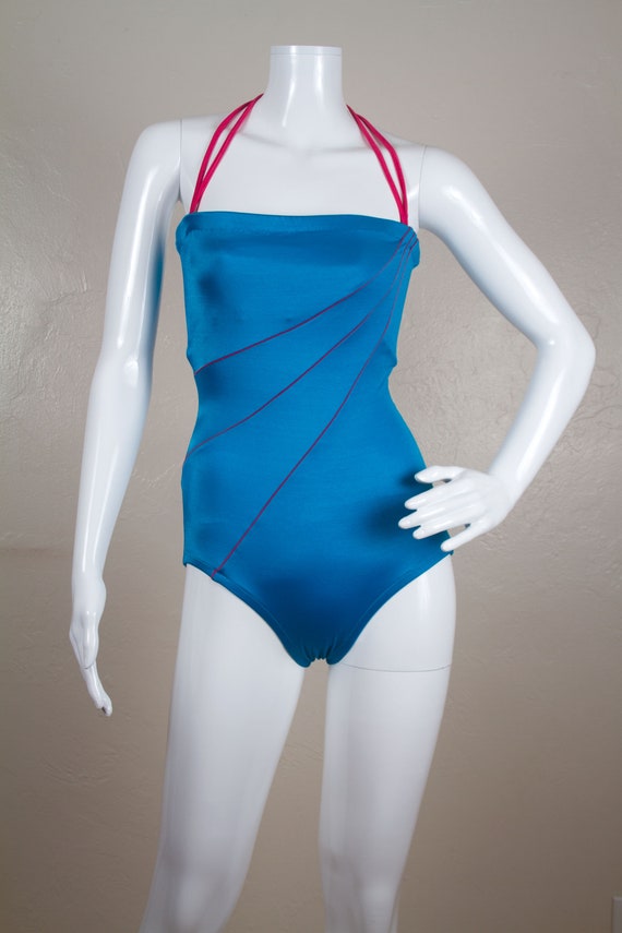 Vintage 1970s Rose Marie Reid Blue with Hot Pink … - image 5