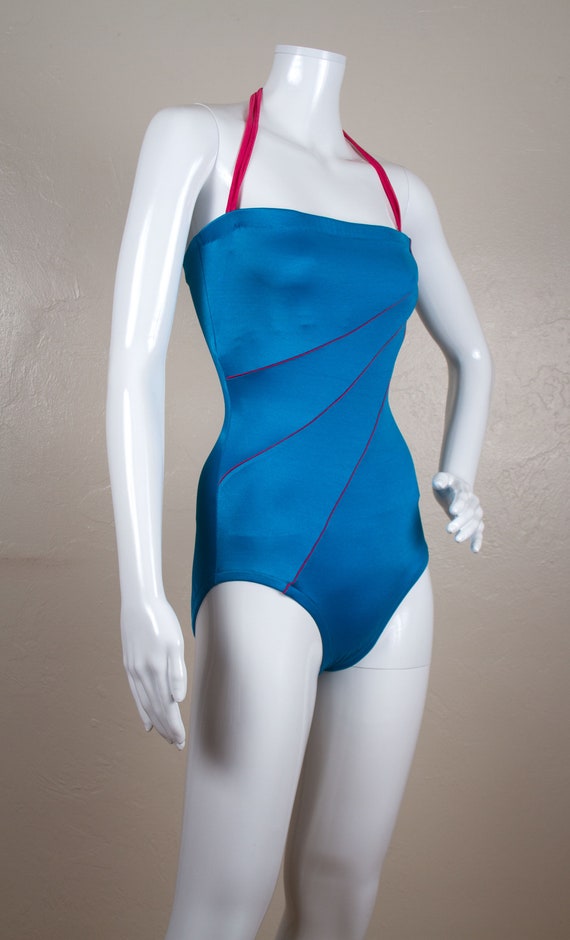 Vintage 1970s Rose Marie Reid Blue with Hot Pink … - image 2