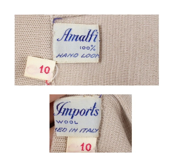 Vintage 1950s Amalfi Imports Beige 100% Wool Bow … - image 10