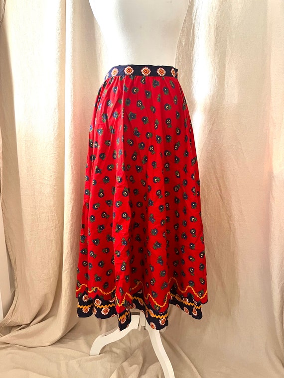 Vintage 1970s cottagecore skirt / 70s calico prai… - image 3