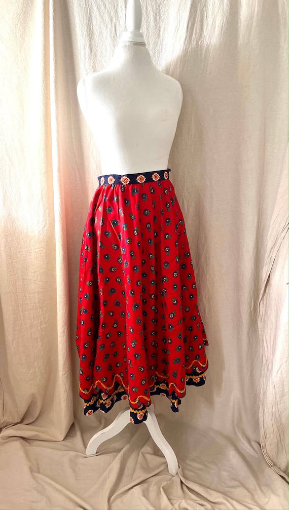 Vintage 1970s cottagecore skirt / 70s calico prai… - image 1