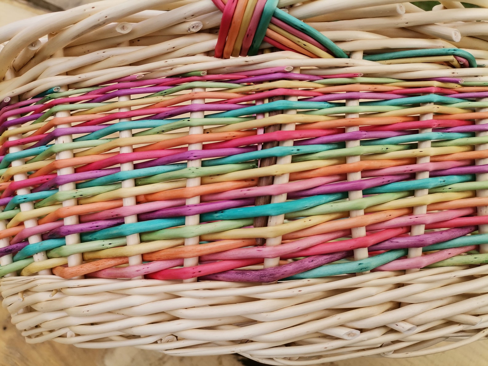 Rainbow Basket Handmade With Thick Quality Recycled