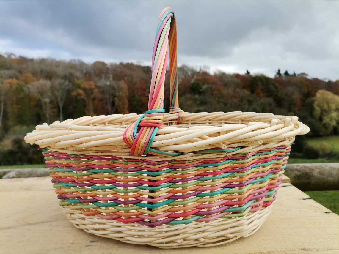 Rainbow coloured basket Etsy