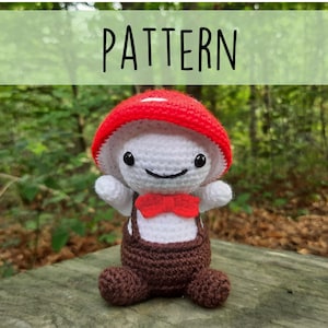 Pilz Sprite MUSTER, Fancy Sprite Amigurumi PDF Häkelanleitung, Niedlicher Pilz mit Fliege Plushie Muster