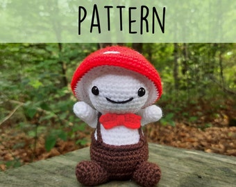 Mushroom Sprite PATTERN, Fancy Sprite Amigurumi Crochet PDF Pattern, Cute Mushroom with Bow Tie Plushie Pattern