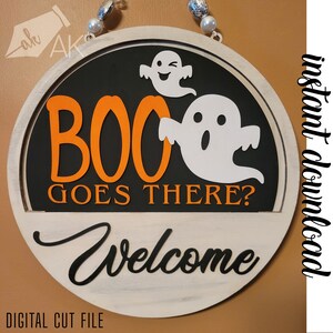Inserto adicional para letrero colgante de puerta intercambiable de 12&quot;, Halloween, Boo Goes There, Ghosts, SVG, PDF, solo archivo digital