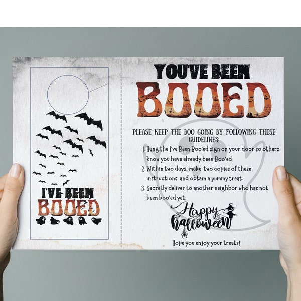 You've Been BOOed, I've Been BOOed, Halloween Fun, Trick or Treat, Digital Download, Editable template, Door hanger, ghosts, Halloween