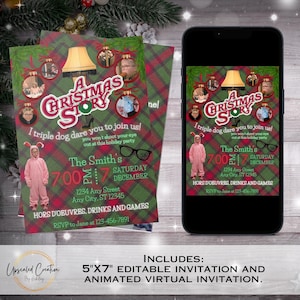 Una storia di Natale - Invito alla festa di Ralphie - Un must per le tue feste! Download digitale, modello modificabile