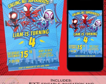 スパイダーマンと仲間たちの誕生日招待状：スーパーヒーローパーティー（デジタルダウンロード）