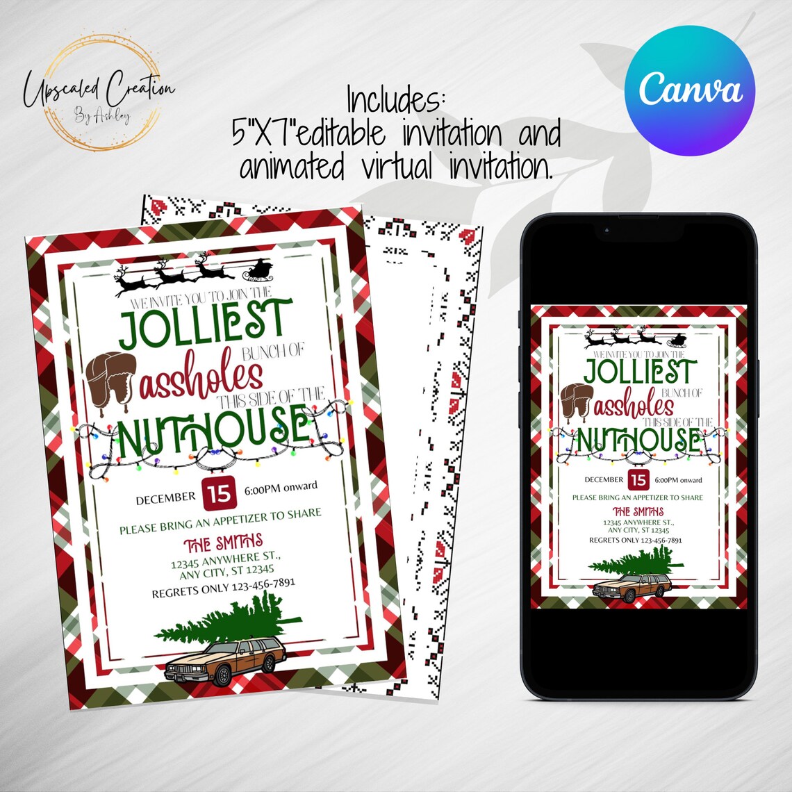 Griswold Christmas Party Invite, Digital Download, Editable Template