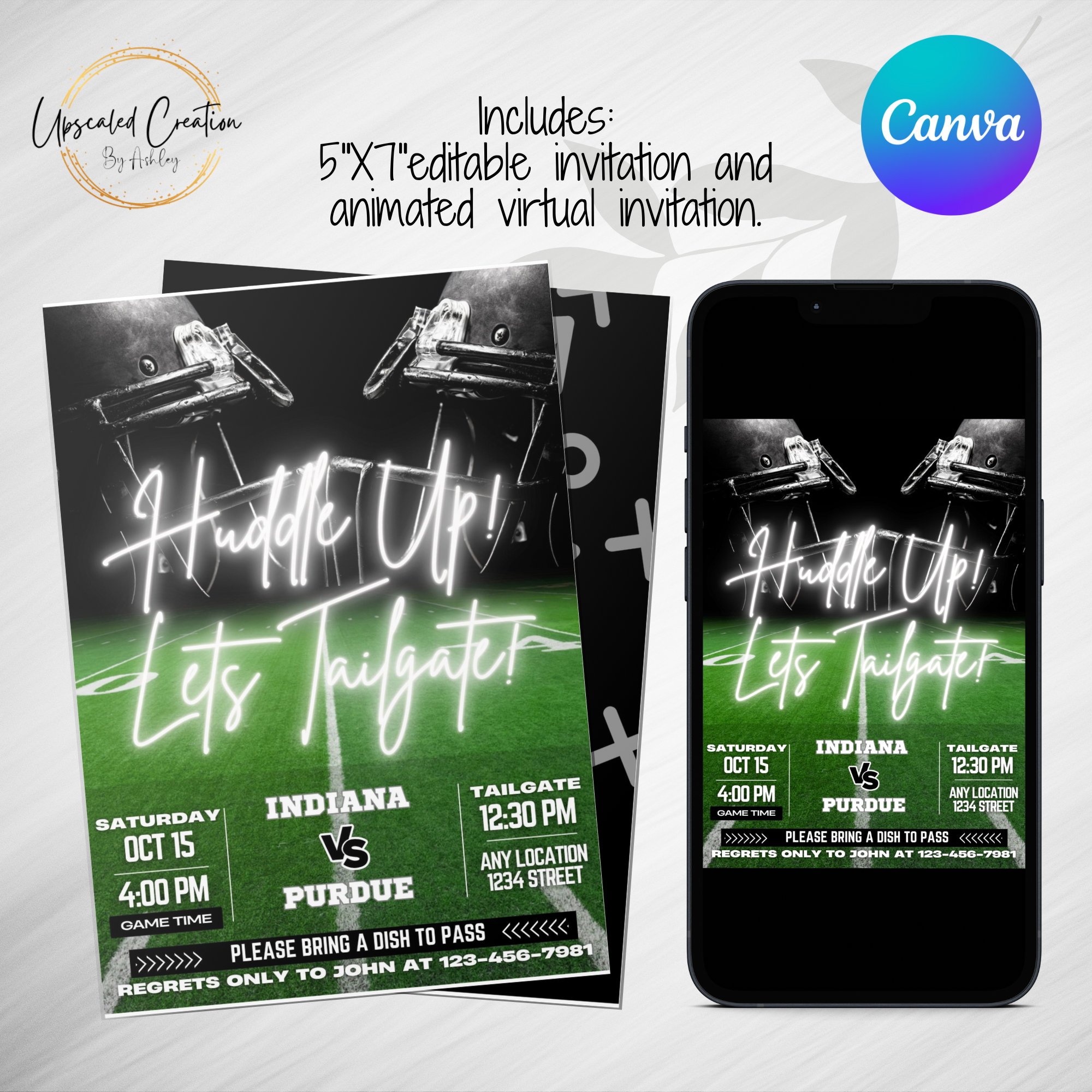 Huddle Up! Let's Tailgate! Invitation, Tailgate Invite, Football season, Fall ball, College football, Pro football, digital download, evite