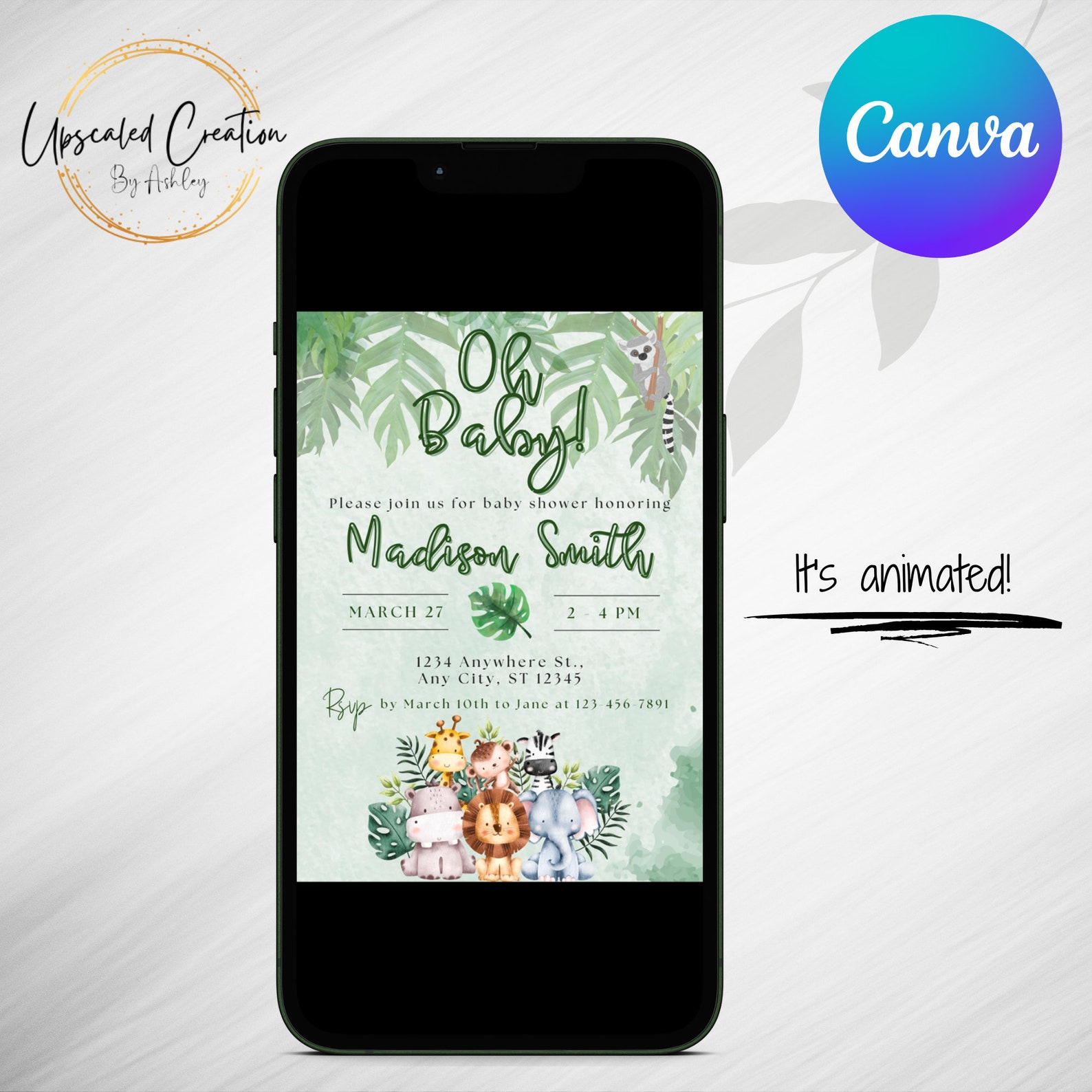 Jungle Baby Shower Digital Download Editable Template - Etsy