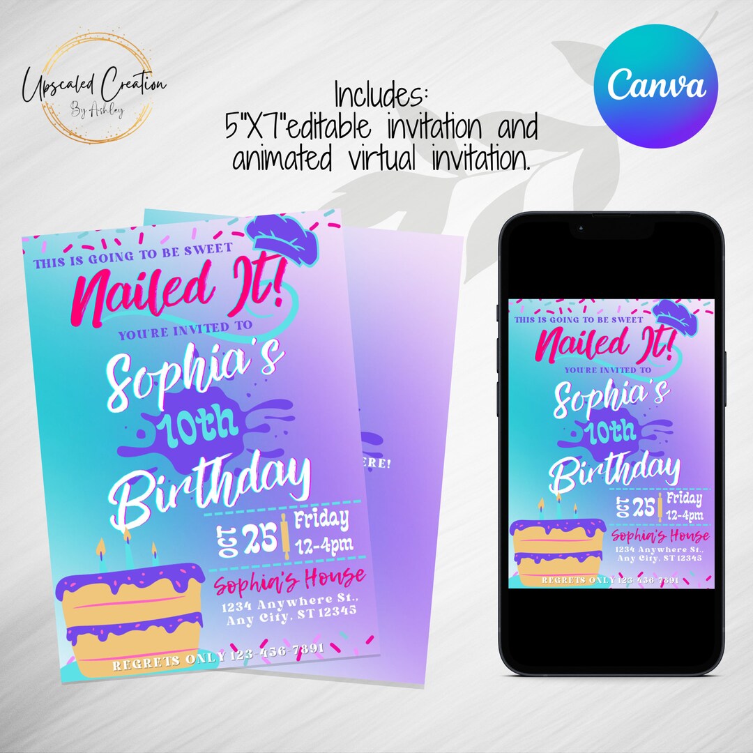 Nailed It Birthday Party Invite, Digital Download, Editable Template ...