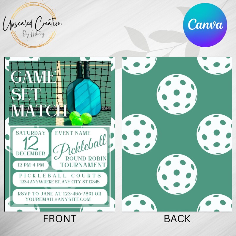Game, Set, Match Pickleball Invitation, Digital Download, Editable