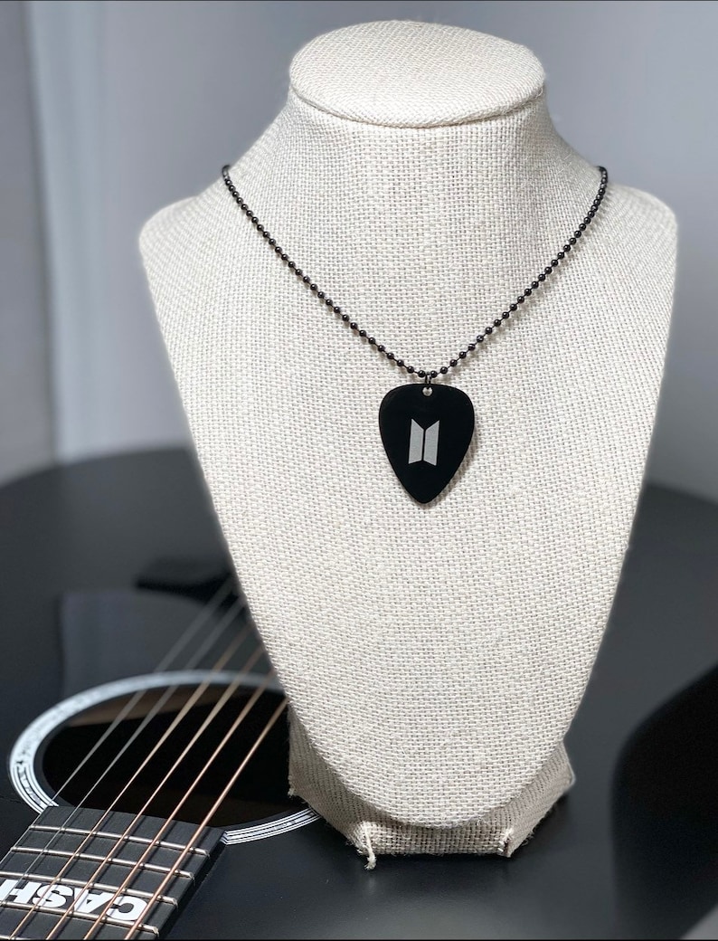 BTS Yoongi Guitar Pick Necklace Bangtan Inspired Suga Etsy
