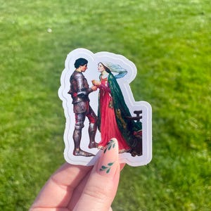 Tristan and Isolde with the potion, Waterproof Vinyl Sticker, Pre-Raphaelite Art by John William Waterhouse
