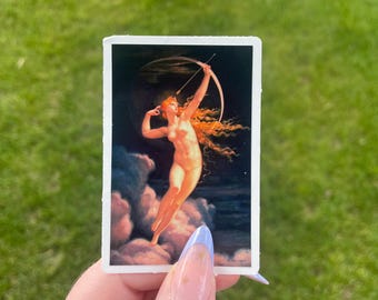 Selene, godin van de maan door Jules Louis Machard, waterdichte vinylsticker, art-nouveausticker