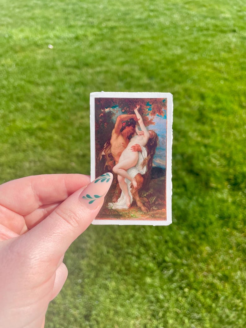 Nimf en sater, waterdichte vinylsticker, kunstschilderij van Alexandre Cabanel 3 inches