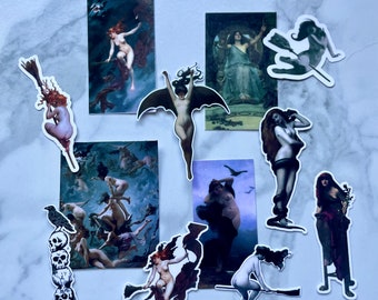 Spooky Girl Sticker Pack, Witch Stickers, Halloween Stickers, Waterproof Vinyl Sticker Pack
