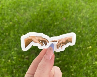 The Creation of Adam, Waterproof Vinyl Sticker, Renaissance Art painting by Michelangelo