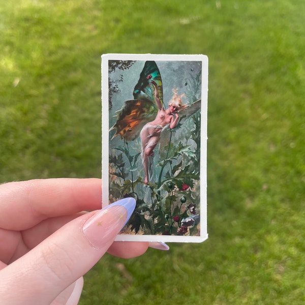 Pegatina de Hada de la Amapola, pegatina de vinilo impermeable “Femme Papillion” de Falero