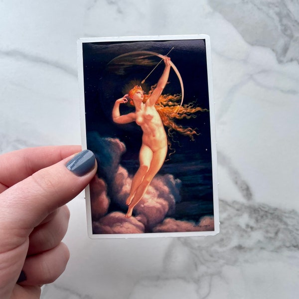 Selene, Goddess of the Moon by Jules Louis Machard, Waterproof Vinyl Sticker, Art Nouveau Sticker