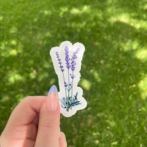 Lavender Sticker, Waterproof Vinyl sticker, Flower sticker