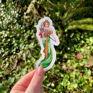 Spring, Waterproof Vinyl Sticker, Art Nouveau by Alphonse Mucha 4 Inches
