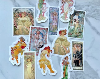 Alphonse Mucha Sticker Pack: Art Nouveau Waterproof Vinyl Decals