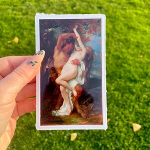 Nimf en sater, waterdichte vinylsticker, kunstschilderij van Alexandre Cabanel 5 inches