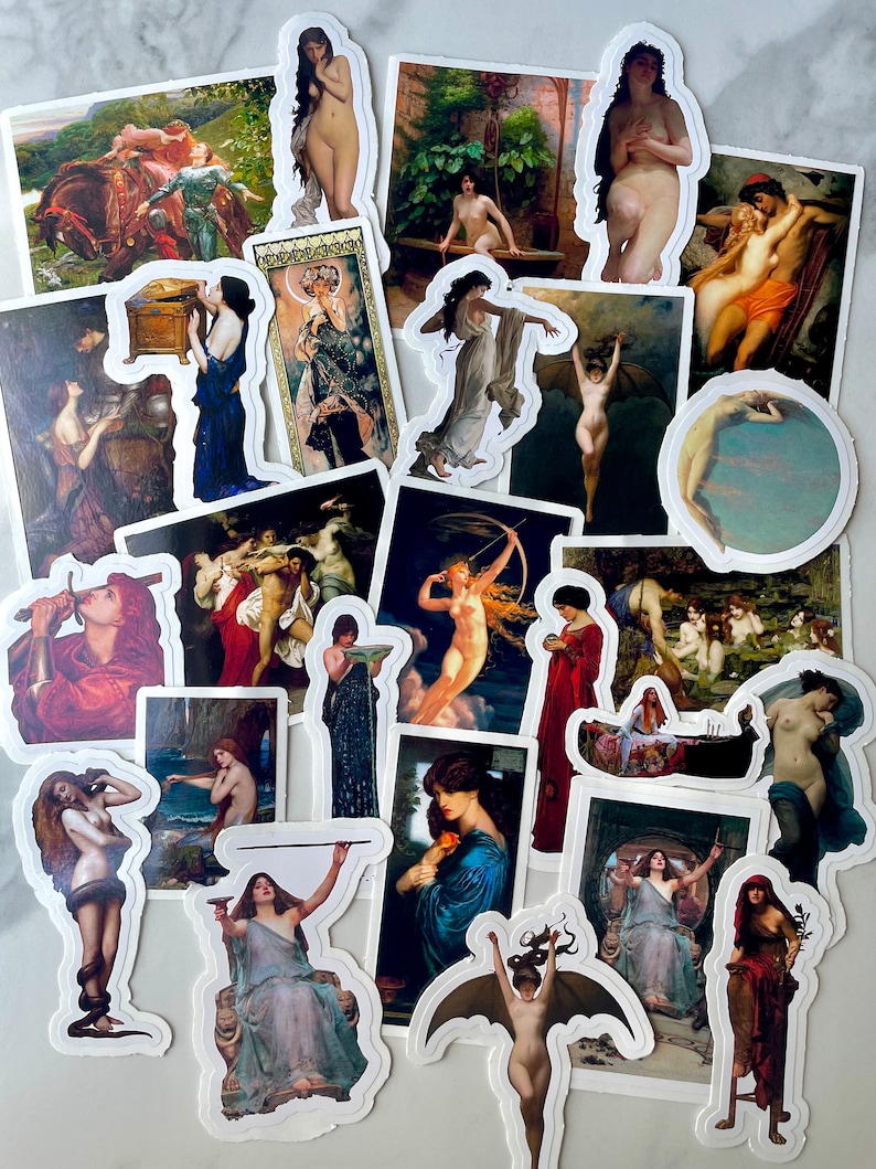 Femme Fatale Sticker Pack- Fine Art Women, Waterproof Vinyl Stickers image 2